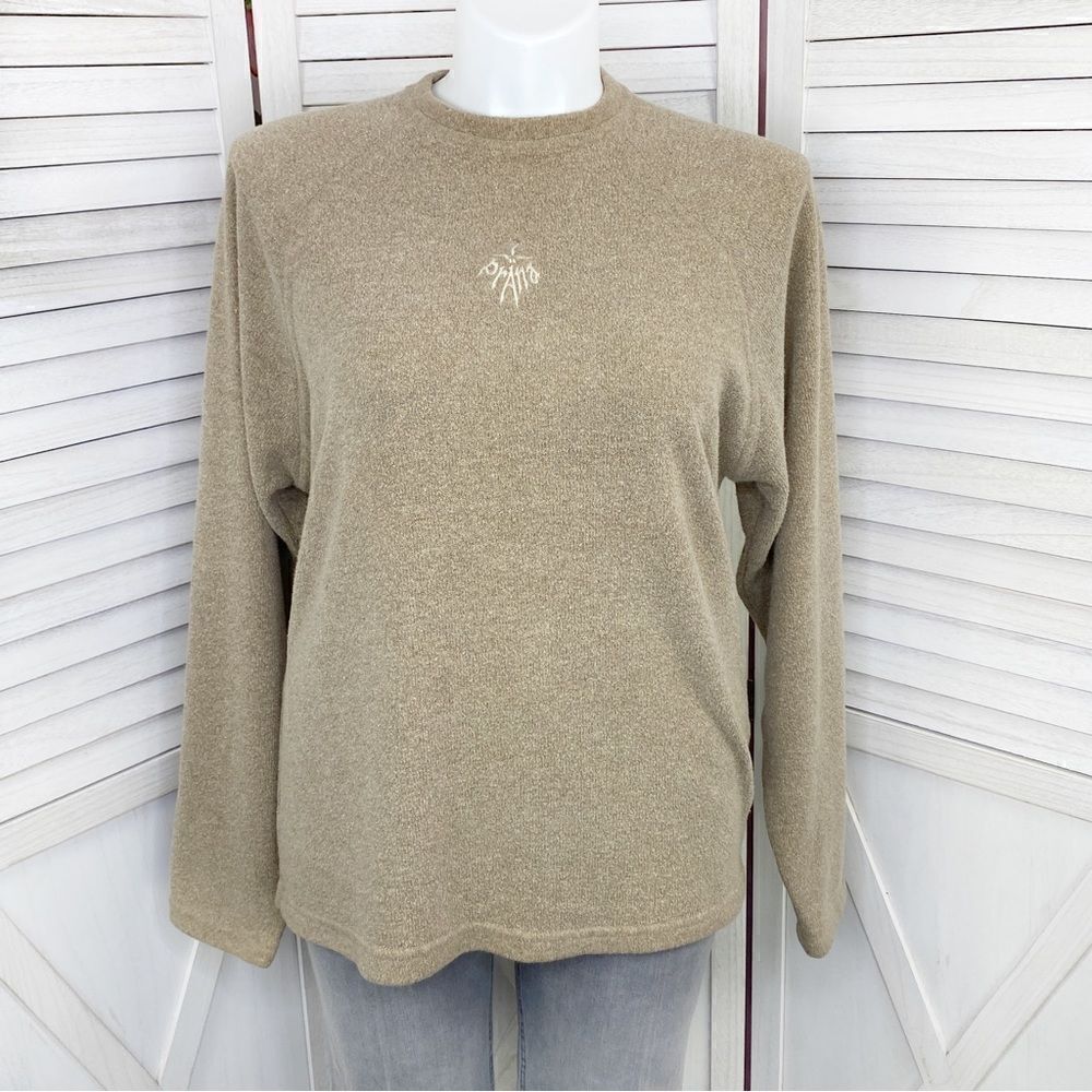 Prana Embroidered Logo‎ French Terry Pullover Brown Tan XL